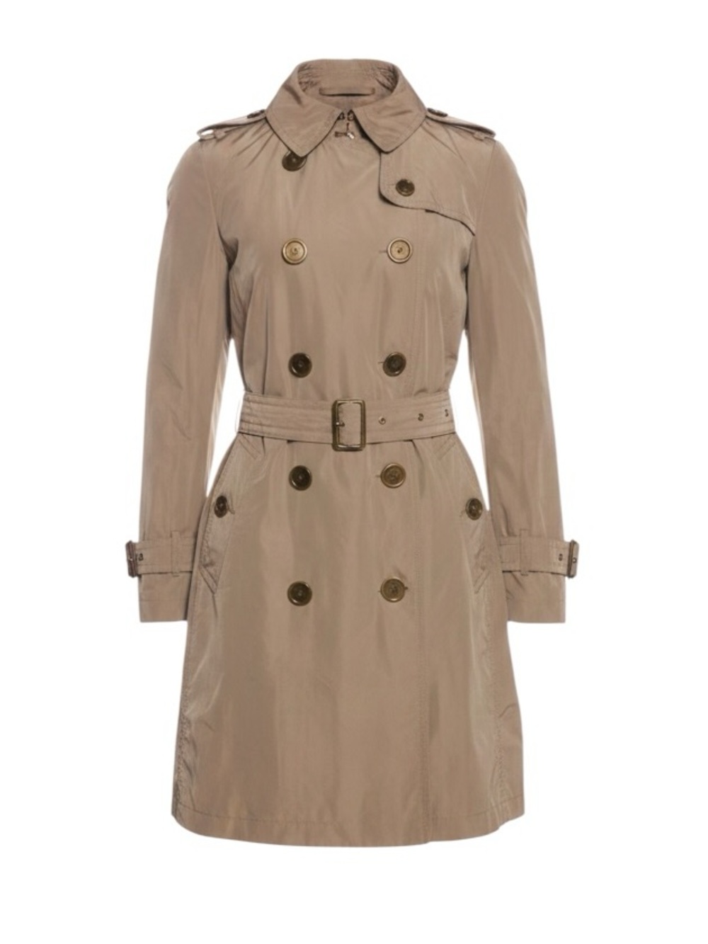 Timeless Burberry Brit Double-Breasted Trench Coat Detachable Hood US 12
